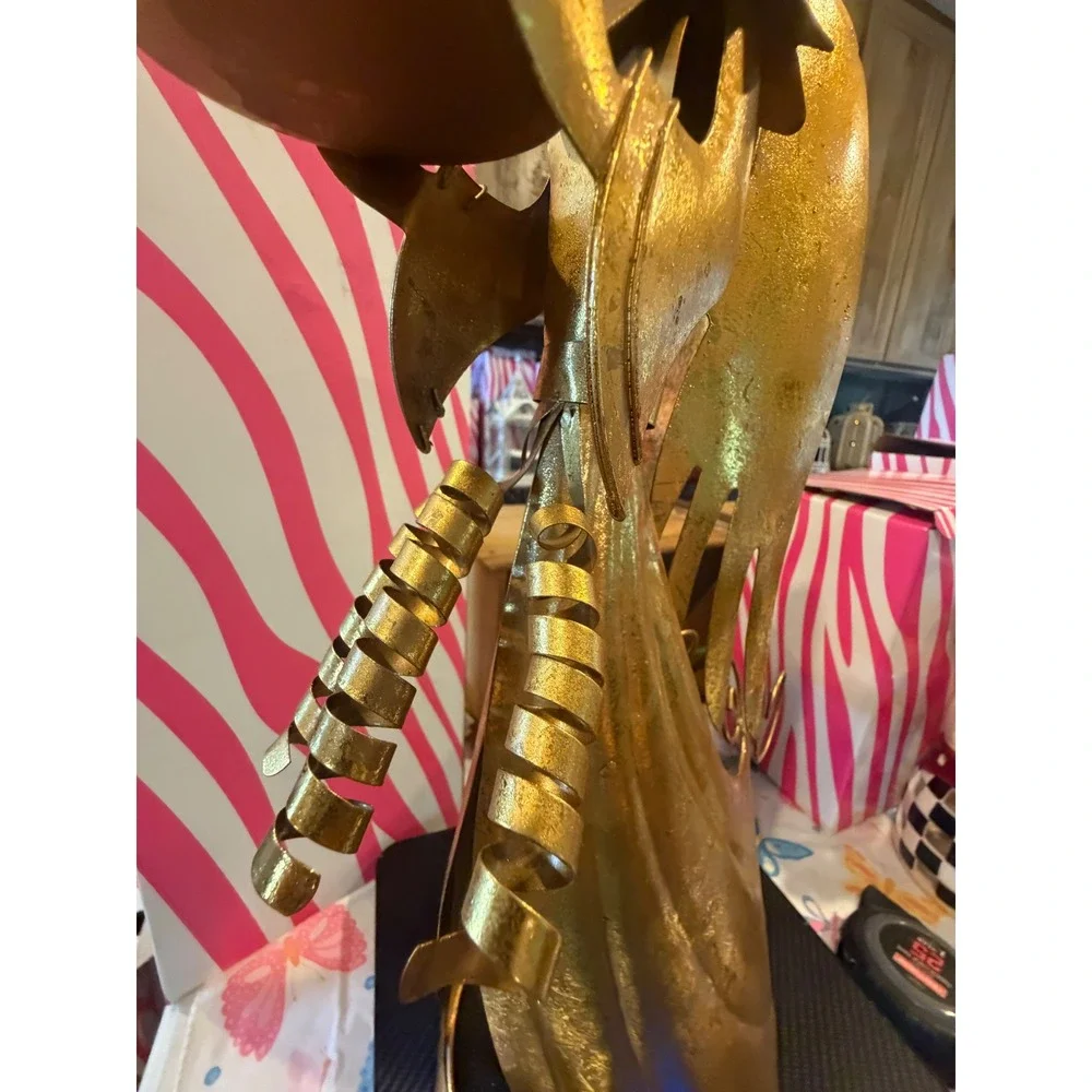 Pink Zebra Retired Gold Metal Angel Candle Holder Christmas Decor 18.5 Inch